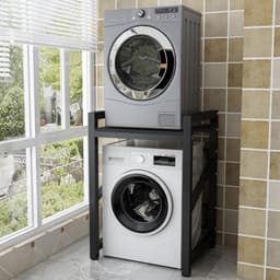 Wasmachine Onderstel - Stellingkast - Ruimte Besparen - Verstelbare Hoogte - 118 cm Lengte - Wit — thumbnail 2