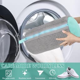Schoenovertrekken - Waszakken - Schoenwasnetten - Schoenwaszakken - 39 x 19 cm - Vormvast gaas - Geschikt voor delicate kleding - Schoenen wassen - Schoenwaszak - Wasgoed - Wasmachine - Schoenen/Sneakers - Met ritssluiting en ophanglus - Herbruikbaar — thumbnail 3