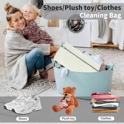2 x Dikke Waszakken voor Wasmachine, Wit, Herbruikbaar, Anti-deformatie, 360° Reiniging, met Verborgen Rits, Geschikt voor Sportschoenen en Kleding — thumbnail 3