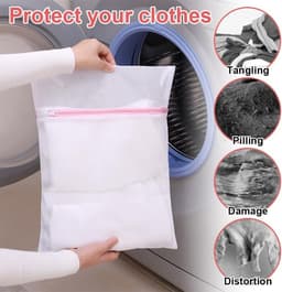 10 Stuks Wasnetten, Duurzame Mesh Waszakken in 3 Maten voor de Wasmachine, Ideaal voor Delicate Was, T-Shirts, Jassen en Baby Kleding — thumbnail 2