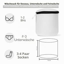Wasnet voor wasmachine, waszak van netstof, herbruikbare waszak met ritssluiting voor beha's, kleding, sokken, babykleding enz., set van 3, zwart — thumbnail 5