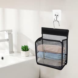 Wasknijperzak, 2 stuks wasknijperzakken om op te hangen, eenvoudige ophanghaak, herbruikbare wasknijpermand, draagbaar, gebruikt voor wasknijpers, douchegel, cosmetica, buiten, huis, tuin — thumbnail 4
