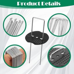 haken 50 stuks grondankers+50 stuks sluitringen, grondankers voor onkruiddoek met een haak,U-vormige grondnagels 150x40mm - Ø2,5mm voor tuinen,kunstgras,kamperen,buisbevestiging (101) — thumbnail 2