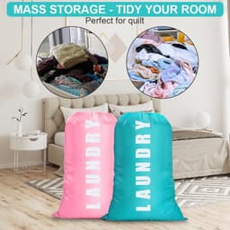 Grote Vouwbare Waszakken, Set van 2, 120L, Lichtgewicht Met Trekkoord, Ideaal voor Hotel, Studentenhuis en Reizen — thumbnail 5