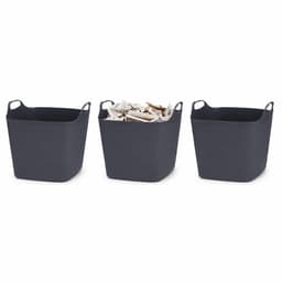 Excellent Houseware Flexibele emmer - 3x - zwart - 15 liter - kunststof - vierkant - 37 x 30 cm — thumbnail 1