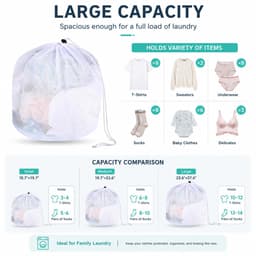 SnelShoppen - 3 Stuks Wasnet voor Wasmachine 40x50 cm - Grote Waszak met Trekkoord - Duurzaam Nylon - Perfect voor Beha, Ondergoed, Sokken, Panty's, K — thumbnail 4