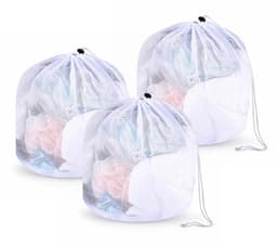 SnelShoppen - 3 Stuks Wasnet voor Wasmachine 40x50 cm - Grote Waszak met Trekkoord - Duurzaam Nylon - Perfect voor Beha, Ondergoed, Sokken, Panty's, K — thumbnail 2