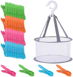 48 stuks antislip wasknijpers, kunststof klemmen met mand, meerkleurige wasknijpers, laat geen sporen achter, sterke multifunctionele klemkracht voor ondergoed voor ondergoed, T-shirts, sokken — thumbnail 1