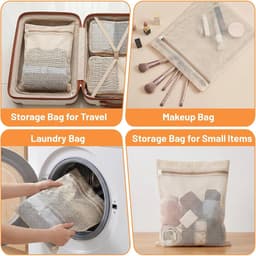 Set van 3 Katoenen Wasnetten 15x12 inch - Ademend Waszak met Stevige Rits voor Delicate Kleding, Ondergoed en Sokken - Ideaal voor Reizen en Wassen — thumbnail 5