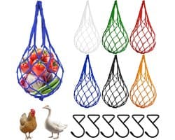 Groentezakken Gevogelte - Voederdispenser Kippen - Natuurlijk Voergedrag - Duurzaam Nylon Materiaal - 6 Stuks - Meerdere Kleuren