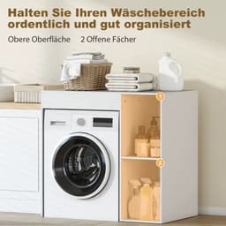 JOYNEXTBUY - Wasmachine Opbergrek met Open Planken - Badkamerrek - Toiletkast voor Wasruimte - Wit - Opbergkast - Voor Wasmiddel — thumbnail 4