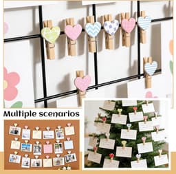 Mini Wasknijpers - Houten Knijpers - Decoratief Ophangen - Romantische Hartvorm - 30 Stuks - Gekleurd — thumbnail 5