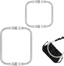 Haakzakken Set - Kusbevestiging Sluitingen - Tassen Maken - U-vormig Frame - Set van 2 - Aluminiumkleur — thumbnail 1