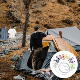 Draagbare waslijn - 2-pack - Reis-waslijn met 12 stuks kleurrijke clips - Verstelbare camping-waslijn - Elastische opvouwbare waslijn voor binnen en buiten — thumbnail 3