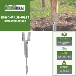 TRUTZHOLM Grondbus 10x10 cm om te Schroeven Set van 6 - U-Profiel Grondanker 86.5cm - Thermisch Verzinkt Paalhouder 100mm — thumbnail 4