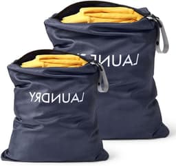 Vouwbare Waterdichte Waszakken voor Vuile Kleding, 2 Stuks, Ideaal voor Sport en Reizen, Met Rits en Ruimte voor Bikinis en Fitnesskleding - Donkerblauw — thumbnail 1