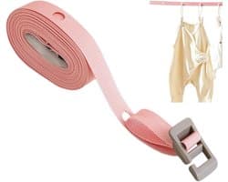 Draagbare Waslijn - Winddichte drooglijn - Reizen en kamperen - Volledig instelbare lengte - 3.5 meter - Roze