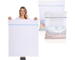 Wasnetjes met ritssluiting - Wit - Polyester Grofmazige Waszakken met Ritssluiting - Voor Wasmachine en Delicate Kleding