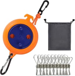 Camping Retractable Clothesline, Portable Clothesline, Outdoor Clothesline, Travel Clothesline, 32.8ft, with 10 - ShopVlot — thumbnail 1