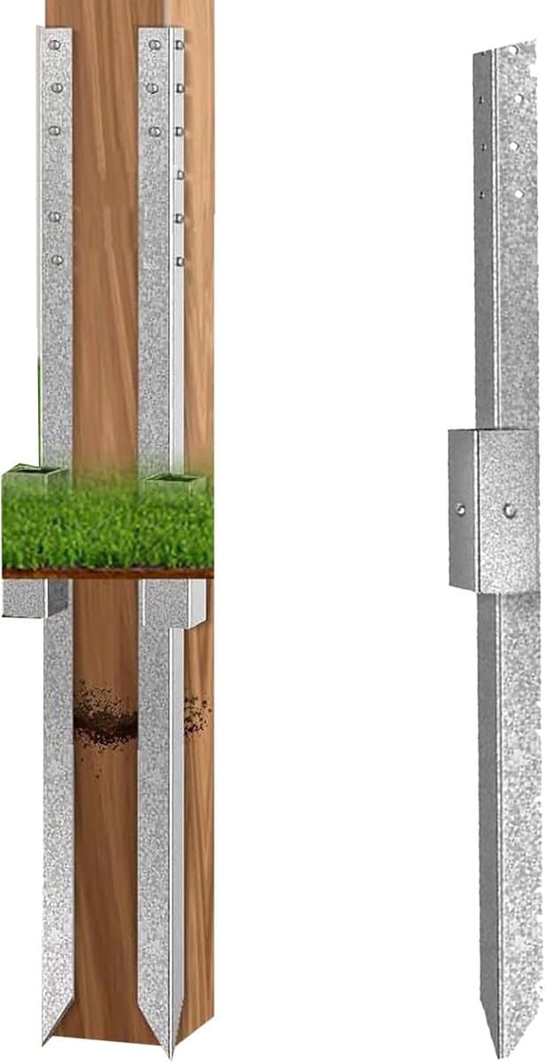 Aardanker Hekpaal - Stalen Versterker - Omheining Repareren - Slijtvast Zinklegering - 42x10 cm - Enkele attribuut — afbeelding 1