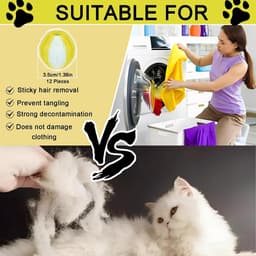 SnelShoppen - 12 Stuks Dierenhaarverwijderaar voor de Wasmachine, Herbruikbare Kattenhaar- en Hondenhaarverwijderaar, Pluisballen Verwijderen, Geel, 3 — thumbnail 3