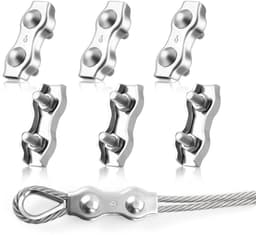 SnelShoppen - M6 Duplex Klemmen, 6 Stuks Stalen Kabel Klemmen, Roestvrij Staal 304 Kabel Klemmen, 6mm Stalen Kabel, Waslijn, Tent Bevestiging — thumbnail 1
