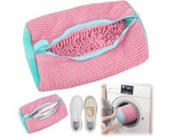 wasmachine, 1 stuks, multifunctionele schoenenzak, wasmachine, herbruikbare sneakers, waszak voor alle soorten schoenen, beschermt zowel schoenen als wasmachine (roze kleur), Roze kleur