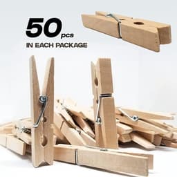 Houten Wasknijpers - Kleding Spelden - Kleding Drogen - Sterke Grip - 50 Stuks - Natuurlijk Hout — thumbnail 3