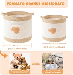 SnelShoppen - Grote Opbergmanden voor Woonkamer Decor, Speelgoedmanden, Gevlochten Katoenen Touw, Opbergmand voor Kinderen, Hondenspeelgoed Organizer, — thumbnail 2
