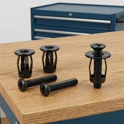 20 Stuks Holle Metalen Holteankers, M5 x 25 mm Holtepluggen met Schroeven, Jack Nuts Petal Moeren, Expansie Moer, Bloembladmoeren, voor Deurwand, Aluminiumplaat, Ijzeren Plaat, Houten Plank, Zwart — thumbnail 2