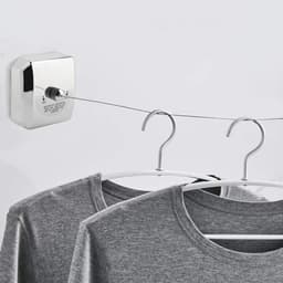 SnelShoppen - Rvs Uittrekbare Waslijn 2.8M - Telescopische Wandmontage Waslijn met Schroef - Ruimtebesparend voor Binnen en Buiten - Sterk Nylon Draad — thumbnail 1