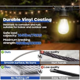 SnelShoppen - 60m 3mm Draad Kabel Kit, Vinyl Gecoate RVS Kabel, 7x7 Strengen, M5 Spankabels voor Hangende Lichten, Waslijn en Tuin Gordijn — thumbnail 5