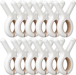 Set van 12 khaki kunststof wasknijpers met sterke roestvrije veren, multifunctionele lakenklemmen voor het drogen van kleding, handdoeken en dekens, geschikt voor binnen en buiten — thumbnail 1