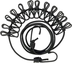 Camping Clothesline-180 cm, Travel Clothesline with Clips, Portable Elastic Clothesline, Extendible, Outdoor Holiday, Clothes Line for Travel, Dormitory, Camping Accessories, with 12 Clothespins — thumbnail 1