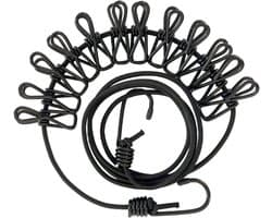 Camping Clothesline-180 cm, Travel Clothesline with Clips, Portable Elastic Clothesline, Extendible, Outdoor Holiday, Clothes Line for Travel, Dormitory, Camping Accessories, with 12 Clothespins