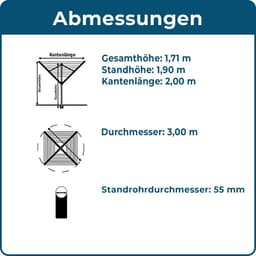 Droogmolen Buiten - Wasrek - Was Drogen - Extra Stabiel - 60 Meter Lijn - Zilver Grijs — thumbnail 2