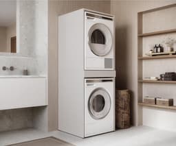 Badkamerkast Hoge Kast - Wasmachinekast Opbergkast - Wassen En Drogen - Uittrekbaar Werkblad - 66 cm Breed - Cashmere — thumbnail 2