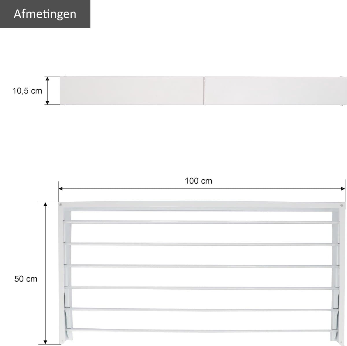 SnelShoppen - KROMS Wanddroogrek XL Wit 100 cm - 6m Drooglengte - Inklapbaar Wasrek - Hangend Muur Droogrek - Uitklapbaar Ophangbaar Droogrek voor Hui — afbeelding 1