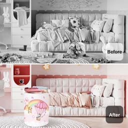 wasmand, dieren, regenboog, voor jongens en meisjes, opvouwbaar, opbergmand, speelgoed, kleding, voor badkamer, slaapkamer, ballon, 63 l — thumbnail 3