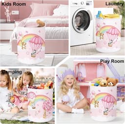 wasmand, dieren, regenboog, voor jongens en meisjes, opvouwbaar, opbergmand, speelgoed, kleding, voor badkamer, slaapkamer, ballon, 63 l — thumbnail 2