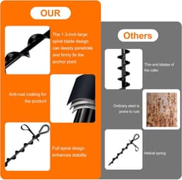 SnelShoppen - Sterke Heavy Duty Grondanker Set van 4, Volledige Schroef Grondankers met Verstelbare Riemen voor Tuin, Camping en Feesten — thumbnail 5