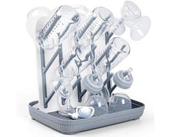SnelShoppen - Droogrek voor Babyflessen - Ruimtebesparend Verticaal Droogrek voor Flessen en Pomponderdelen - Grijs - Ideaal voor Keuken en Babyaccess