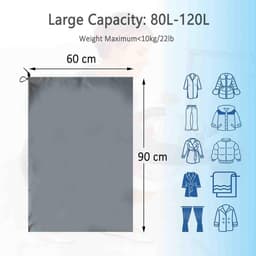 SnelShoppen - 2-Piece Reistas Waszakken 60 x 90 cm, Grote Capaciteit 120L, Duurzaam 420D Materiaal, Grijs, Perfect voor Reizen, Camping, Feestjes, en — thumbnail 2