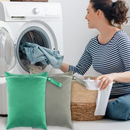 2 stuks natte tas, vuile waszak voor op reis, grote natte tas, reiswaszak, waterdichte zwemtas, tas voor natte zwemkleding 30 * 40cm (grijs/groen) — thumbnail 3
