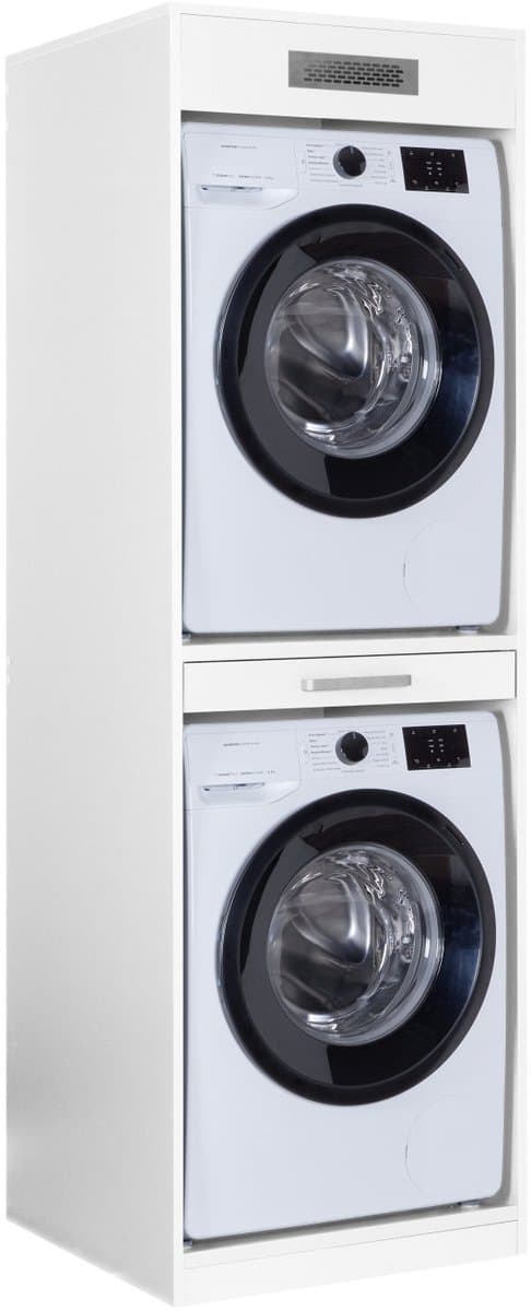 Interlink Lifestyle Studio Flow Wasmachinekast voor Wasmachine en Droogkast - Wit - Uitschuifbaar Werkblad - 67 x 68 x 208 cm — afbeelding 1