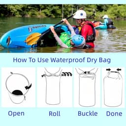 tas, 10L/20L/40L/70L/90L waterdichte zak, ultralichte droogzak, waterdichte watersporttassen voor kajakken, strand, zwemmen, kamperen, wandelen, oranje, 20L — thumbnail 2
