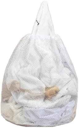 Grote Waszak - Wasmand Netstof - Kleding Opbergen - Robuust Netweefsel - 30x40cm - Wit — thumbnail 1