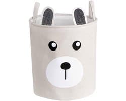 Grote Waterdichte Canvas Opbergmand voor Kinderen - Opvouwbare Ronde Wasmand met Handgrepen - Baby en Kleuters - Beige
