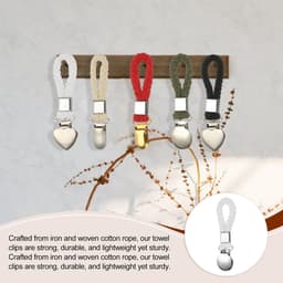 Dailygoods - 5 Stuks Hangende Theedoekclips - Gevlochten Katoenen Lus met Zilveren Klem - Wit — thumbnail 4