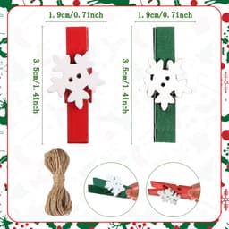 Dailygoods - 50 Mini-houten Knijpers met Sneeuwvlokkenpatroon - Perfect voor Foto's en DIY Decoraties — thumbnail 3